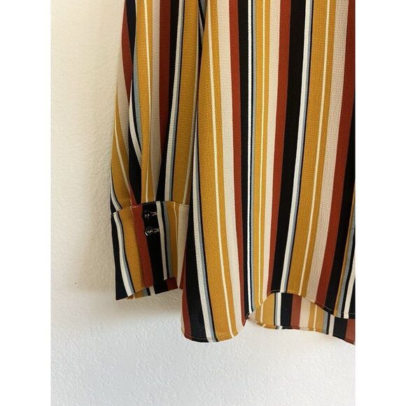 Moa Moa Vintage Striped Textured Multicolored Long Sleeve Button Up Blouse 3X - Picture 12 of 13